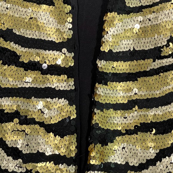 Michael Simon Sequin Top Gold Black Size P/S - Picture 2 of 9